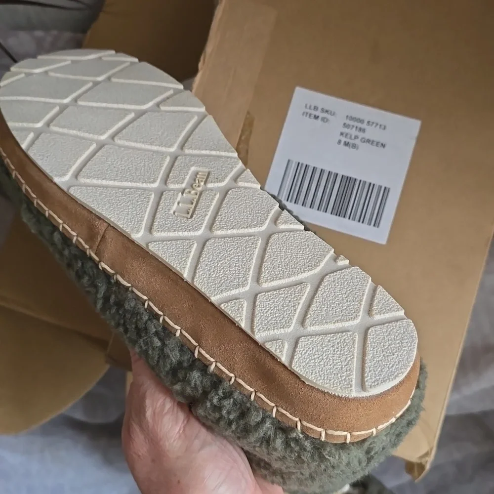 NEW L.L. Bean Women's Cozy Slipper Booties Pile Fleece Kelp Green size 8 - Picture 4 of 7